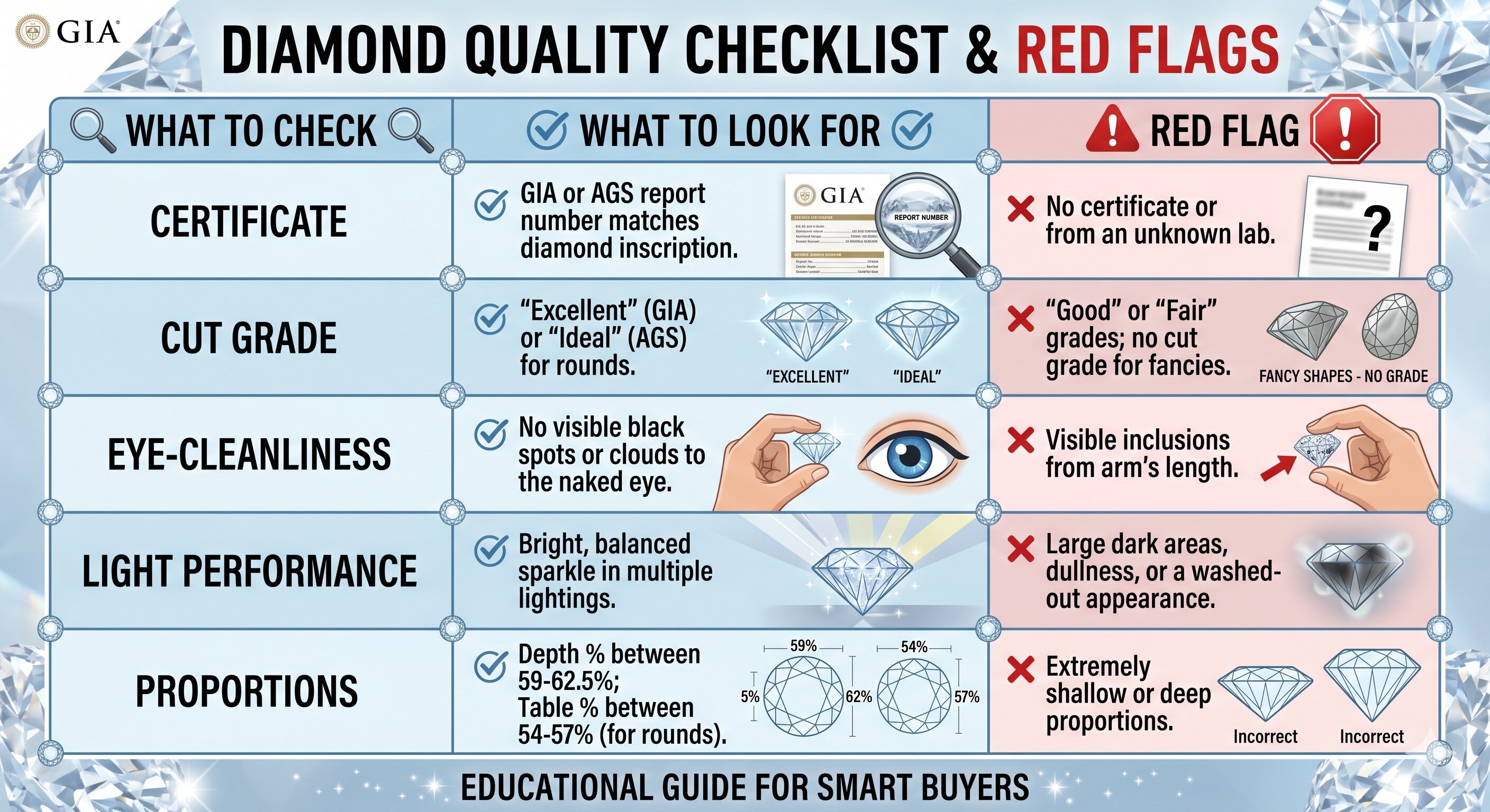 Diamond quality checklist 